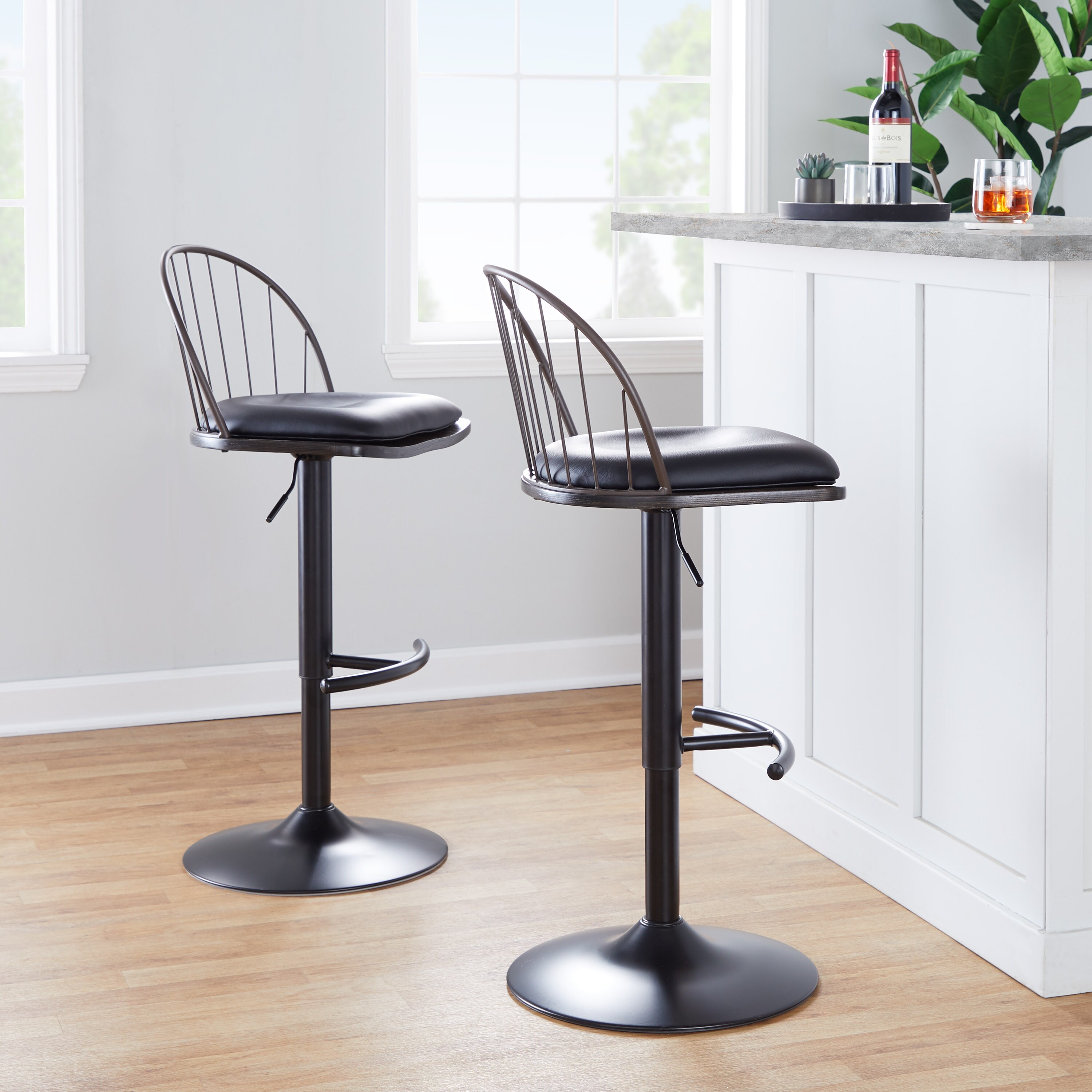 Carbon Loft Ellul Adjustable Bar Stool with Removable Seat Cushion Set of 2