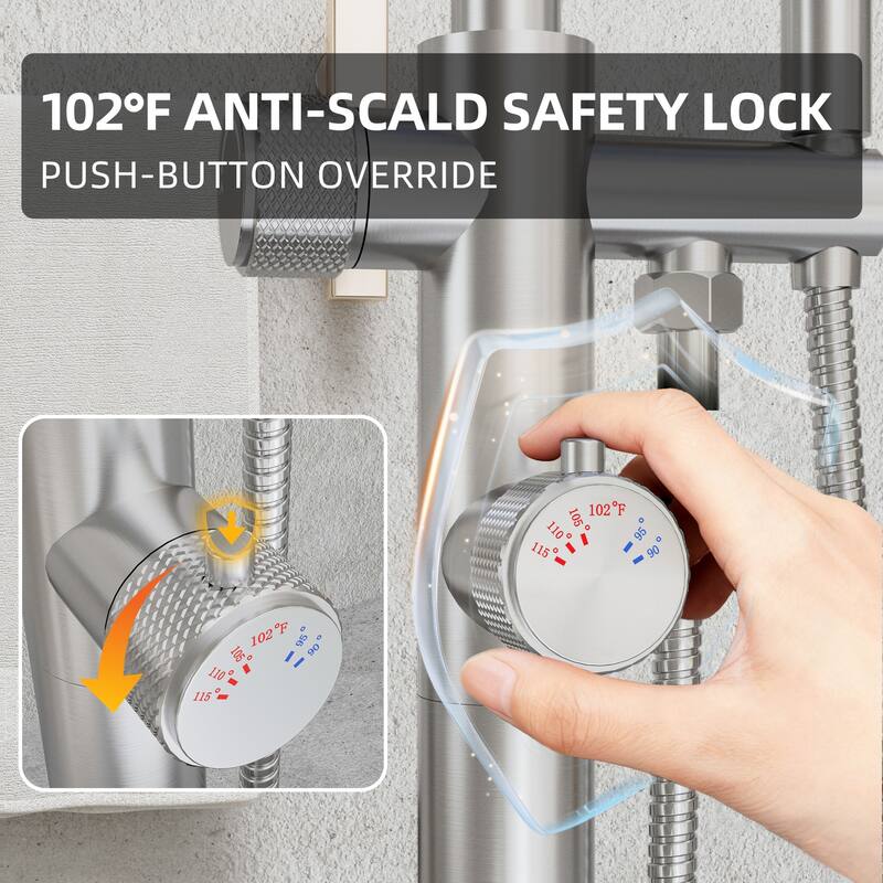 Modland 46''H Outdoor Shower System 316 Stainless Steel Thermostatic Freestanding Poolside Faucet with Swivel Spout - 46'' H