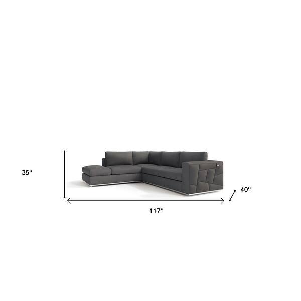 Gray Leather L Shaped Two Piece Corner Sectional Gray Leather L Shaped Two Piece Corner Sectional