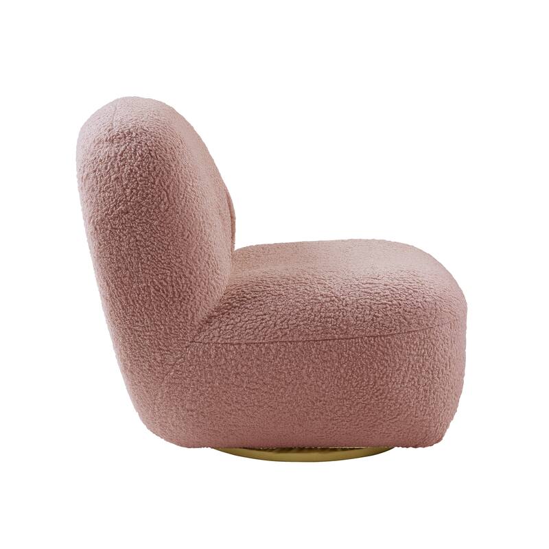 Pink Modern 32" Upholstered Armless Accent Chair with Large Seat for Living Room