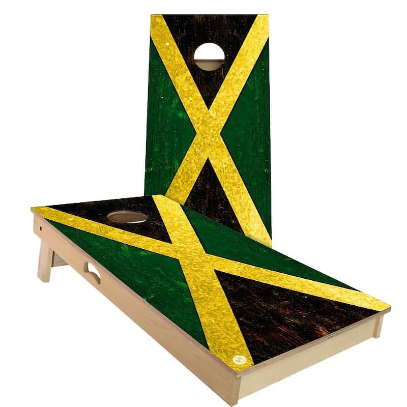Jamaica Flag Outdoor Cornhole Board Set - All-Weather 2x4 - Include Carrying Case