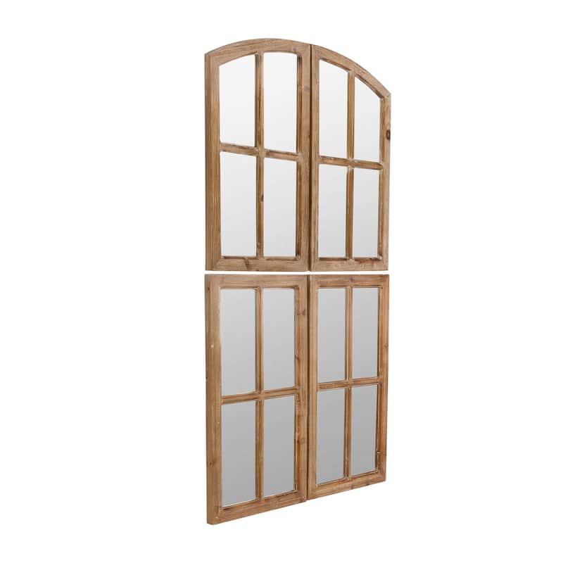 Raelynn Arch Window Pane Mirrors (Set of 4) - Walnut