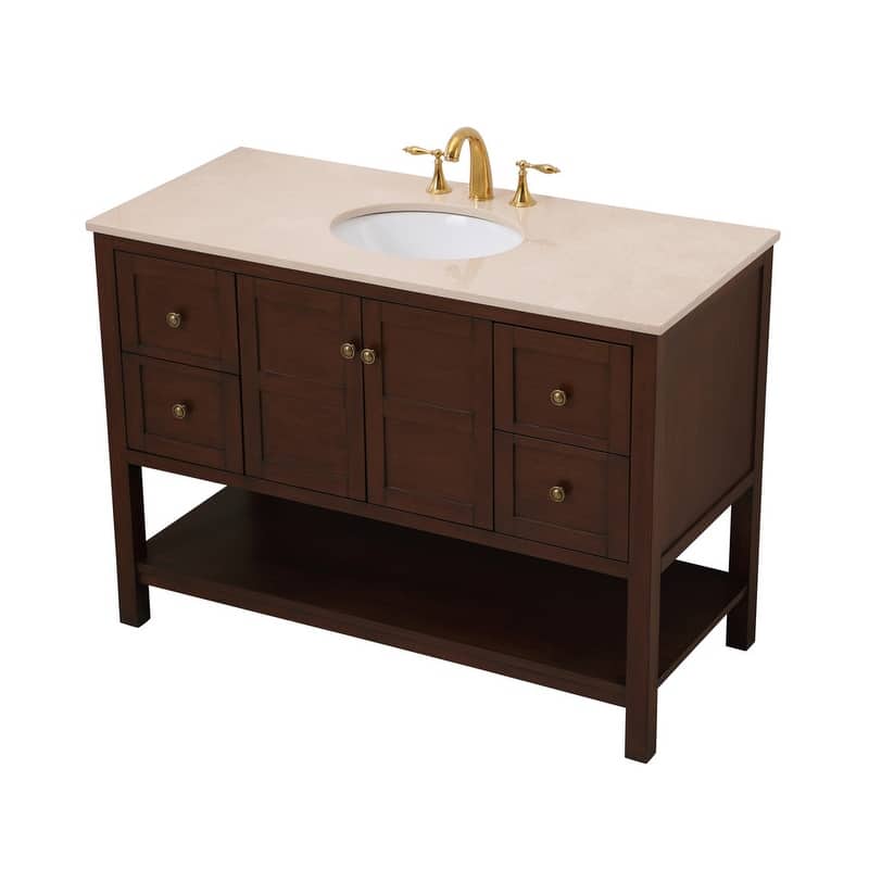 Maddox 48-inch Single Bathroom Vanity Set - 48"L x 21.5"D x 35"H - Brown