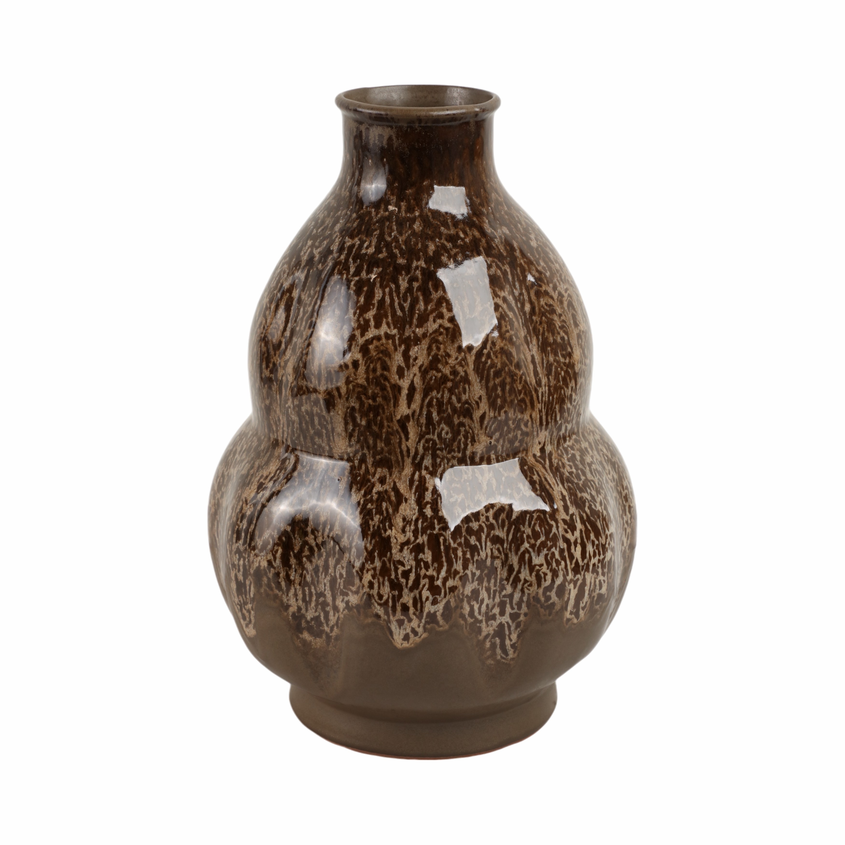 Decorative Vase - Brown Ceramic Speckled Glaze, 12 in.