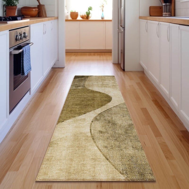 Premium Washable Super Soft Abstract Glam Mayfield Rug - Brown - 2' 3" x 7' 6" - Runner