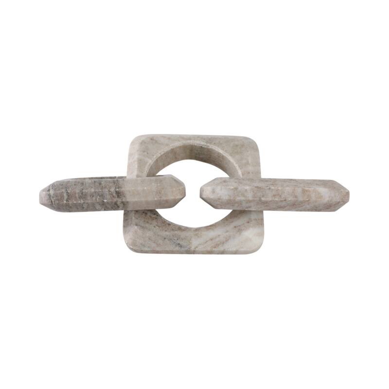 Sagebrook Home 11" 3-link Onyx Marble Chain, Beige, 1"H - 11" x 4.5" x 1"