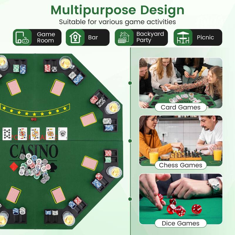 Costway 48" Poker Table Top - 8 Player Foldable Texas Holdem Poker - See Details