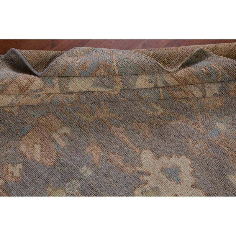 Hand Knotted Oriental 100% Wool Carpet Transitional All-Over Greys & Charcoal Oushak Area Rug - 13' 10'' X 10' 1''