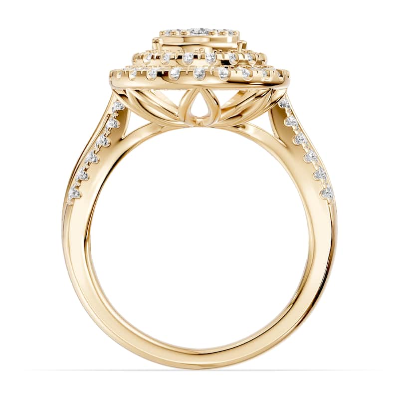 AEON Aurelia Radiance Pear 1.00ct Lab Grown Diamond Cluster Double Halo Ring