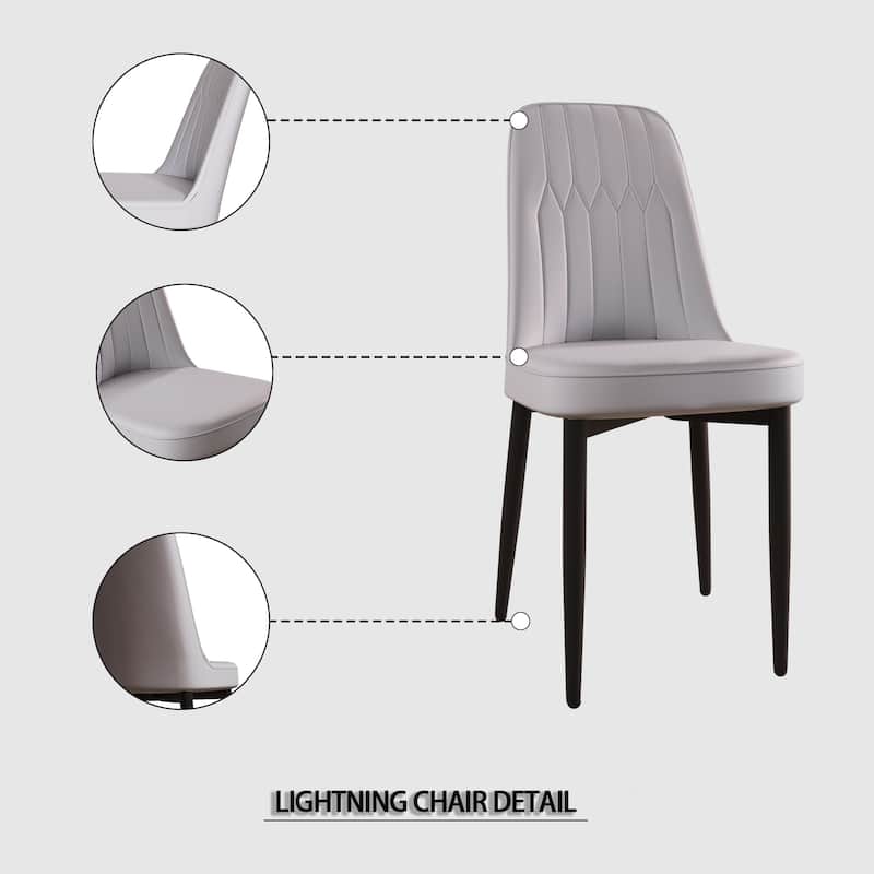 Modern Dining Set with Rectangular Glass Table & PU Upholstered Chairs
