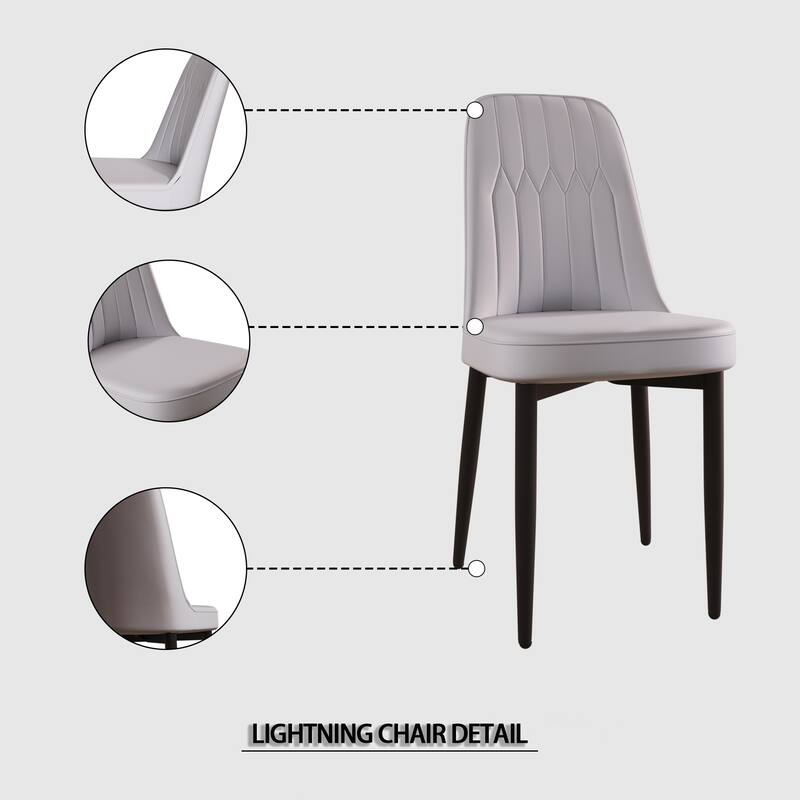 PU Leather Dining Chair - Gray - Set of 2