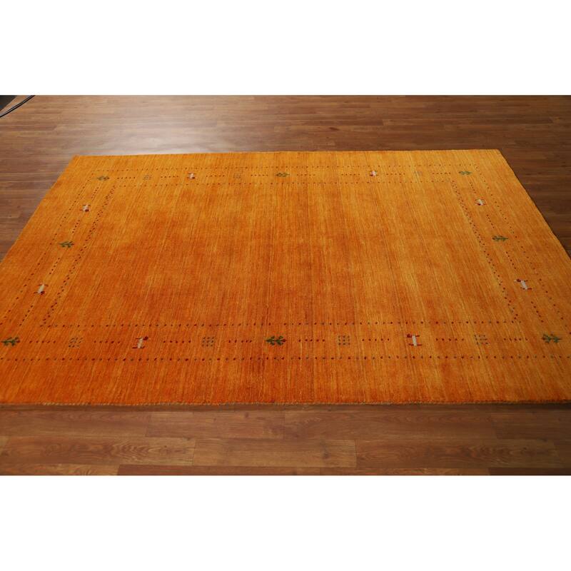 Hand Knotted Oriental 100% Wool Carpet Tribal Tribal Oranges & Rust Gabbeh Area Rug - 7' 6'' X 5' 1''