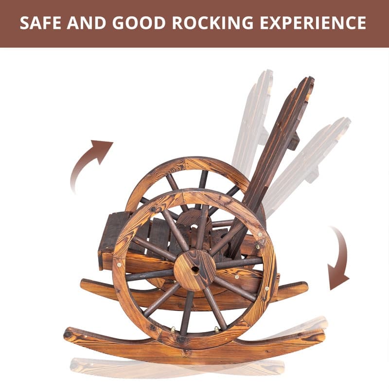 Karlhome Wagon Wheel Wood Adirondack Rocking Chair (Set of 2)