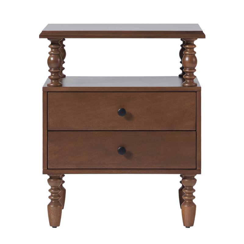 Walker Edison Easy Assembly Solid Wood 2-Drawer Nightstand
