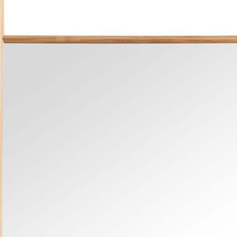 HomeRoots 71" Natural Solid Wood Ladder Leaning Framed Full Length Mirror - 31.00 in. x 71.00 in. x 0.79 in.