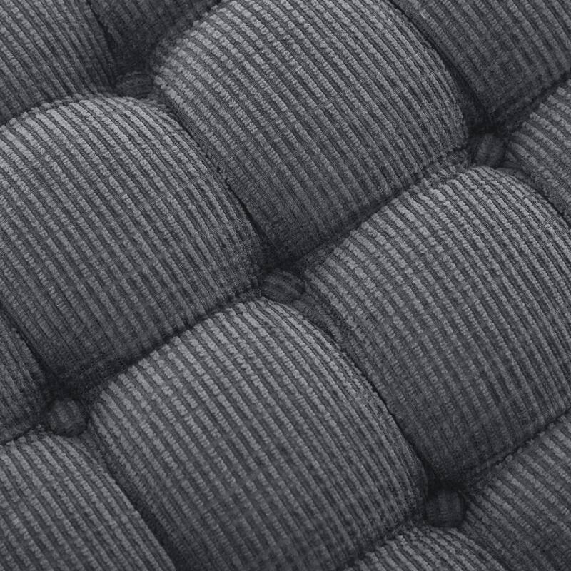 29.5" Grey Button-Tufted Storage Bench Ottoman