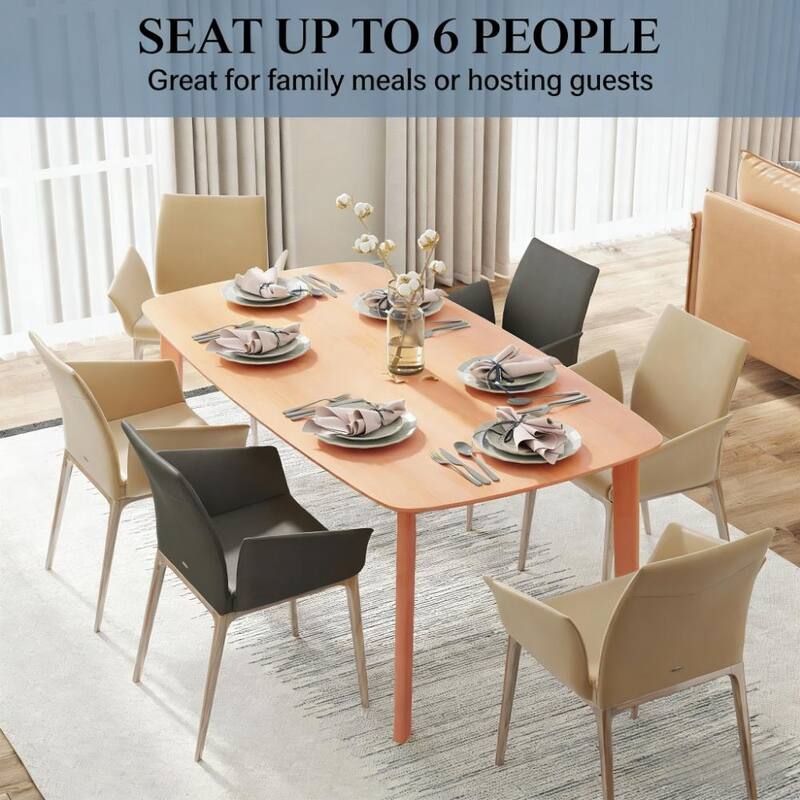 Nordic Style Rectangular Kitchen Table, Wood Dining Table with Large Tabletop - Natural