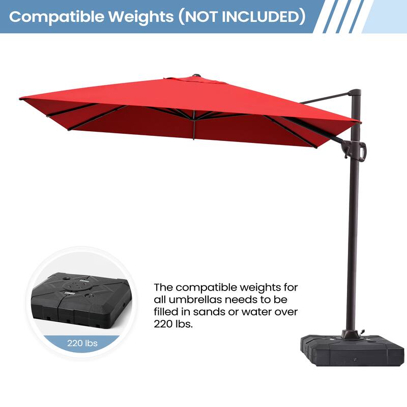 9 FT x 10.5 FT Outdoor Patio Umbrella Cantilever-Offset Umbrella with No Base
