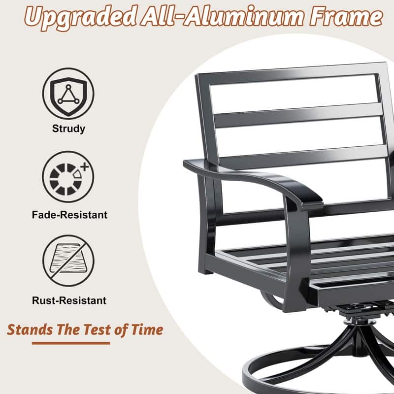 Erommy Patio Set: 360° Swivel Rockers, Sofa, Ottomans & Table – Outdoor Conversation Set for Poolside, Garden & Deck