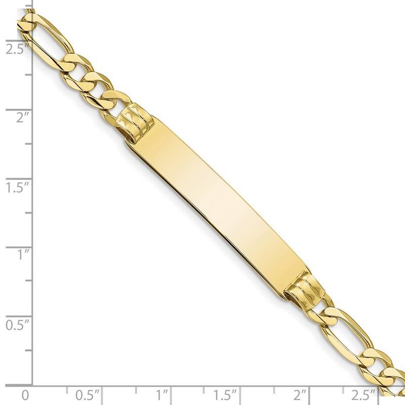 Curata 7.5mm 10k Yellow Gold Engravable Figaro Link ID Bracelet
