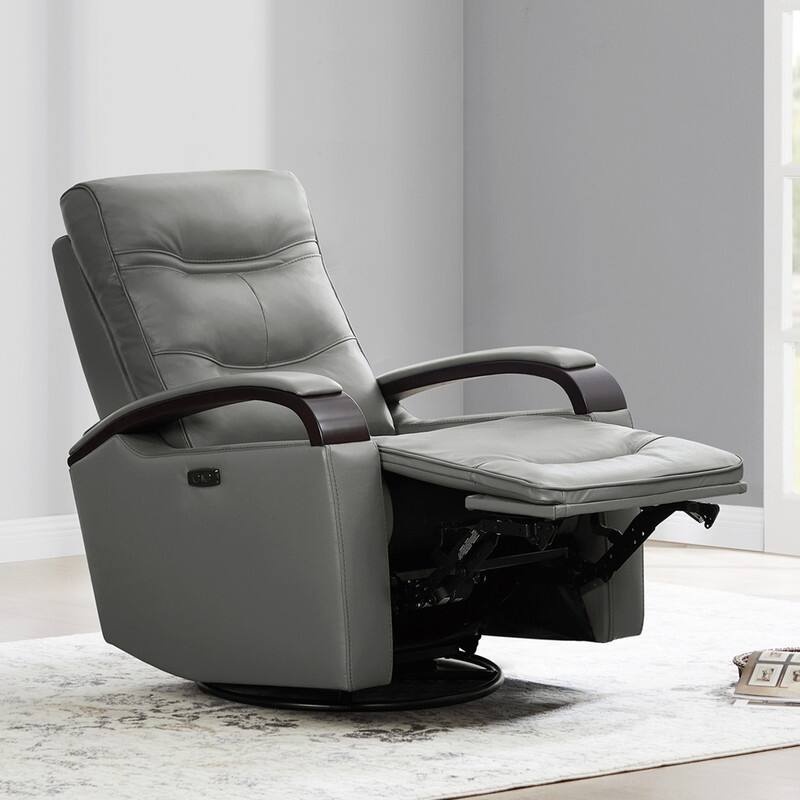Spruce & Spring Regan Leather Power Recliner Swivel Glider Rocker with Power Headrest
