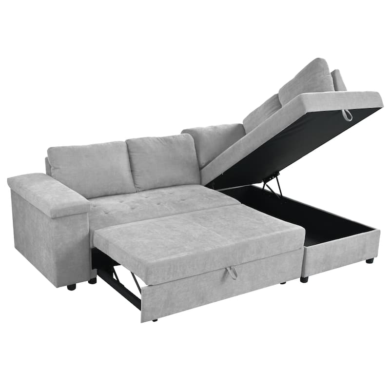 91.5 Inch L Shaped Couch with Pull Out Bed