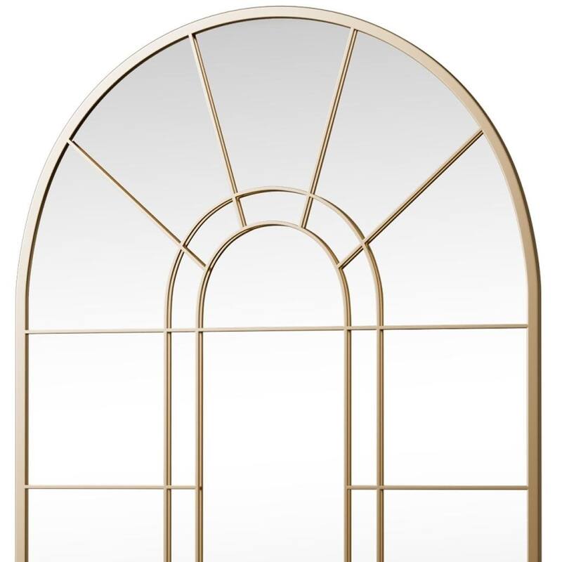 HomeRoots 41" Gold Arch Metal Window Pane Framed Accent Mirror - 28.00 in. x 41.00 in. x 0.78 in.