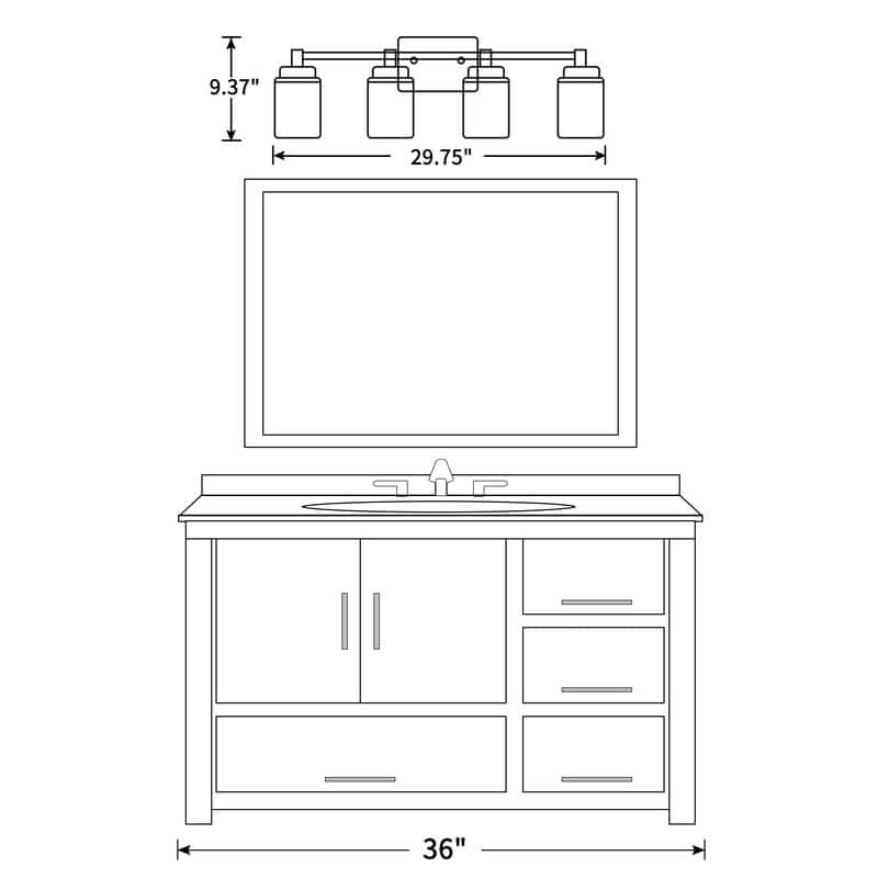 KAWOTI 4-light Modern Bathroom Vanity Light with Cylinder glass