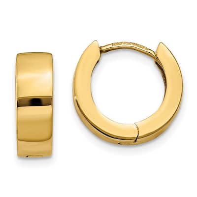 Curata 14k Yellow Gold Solid Polished Hinged Huggies Hoop Earrings (4.5mm x 9mm)
