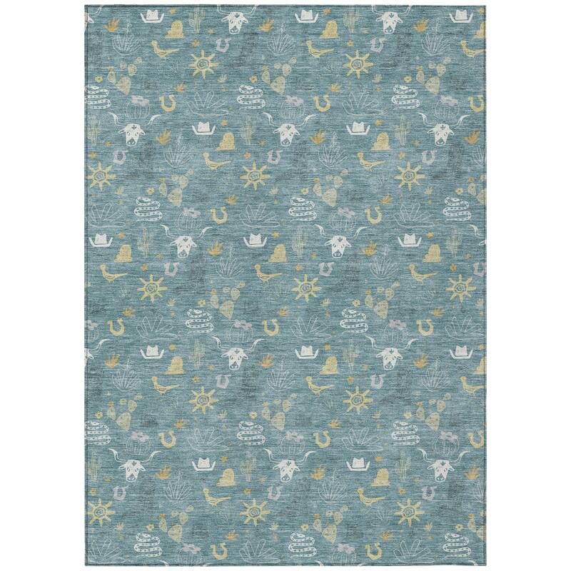 Machine Washable Indoor/ Outdoor Cowboy Ranch Chantille Rug