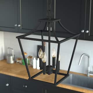 Hunter 12"  Laurel Ridge 4-Light Lantern Pendant - Kitchen Island, Dining room, Entry - Modern Farmhouse, Industrial, Candle