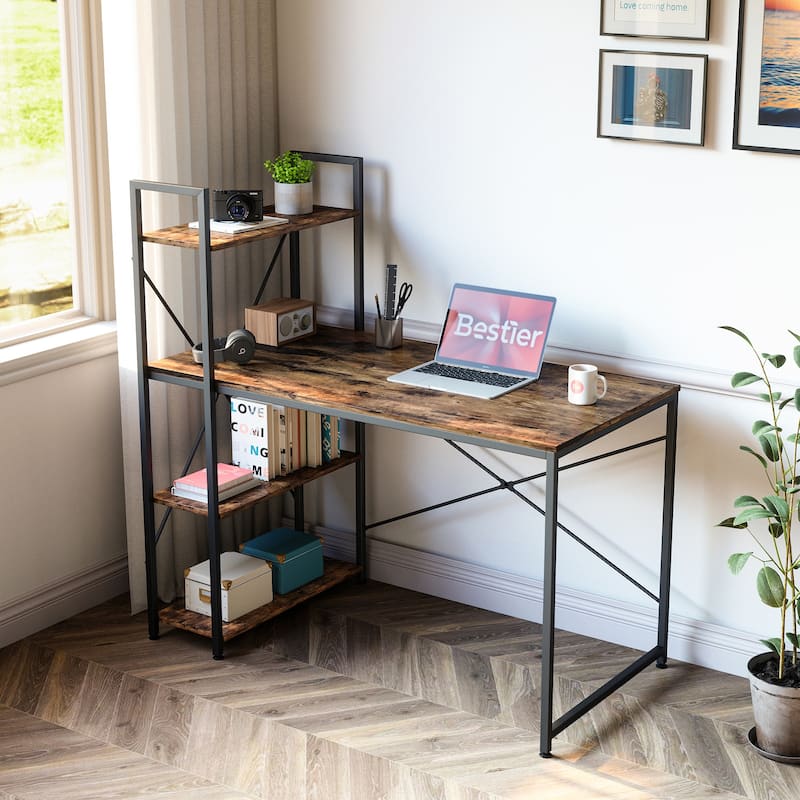 Computer Desk Home Office Computer Desk with 4 Shelves & Hooks