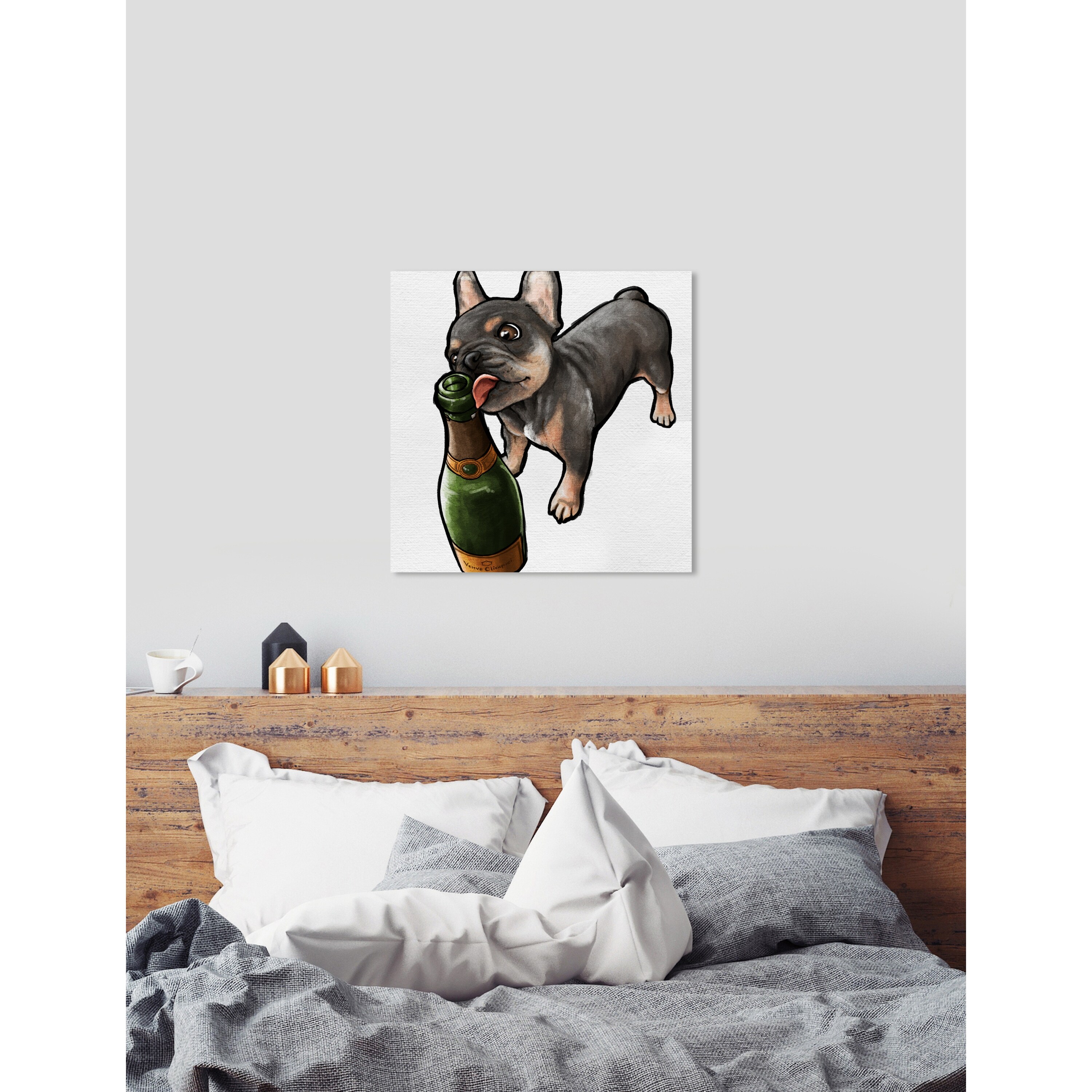 Oliver Gal 'Frenchie and Bubbly Custom' Animals Wall Art Canvas