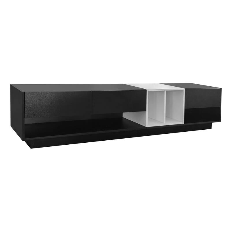 Two-Tone TV Stand with Storage, for TVs Up to 80", Black - 74.8" W × 15.7" D × 16.5" H