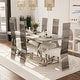 preview thumbnail 39 of 69, Luxurious Dining Room Table Set with Buttons Tufted Velvet Dining Chairs Table with 6 Chairs - Silver
