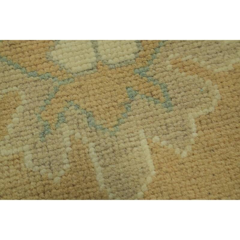 Vegetable Dye Floral Oushak Turkish Area Rug, Floral Geometric Carpet - 10' 6'' X 7' 10''