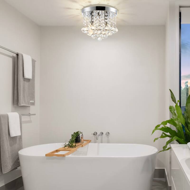 Crystal Flush Mount Ceiling Light Crystal Chandeliers with Crystal Pendant E12 - 2-Light