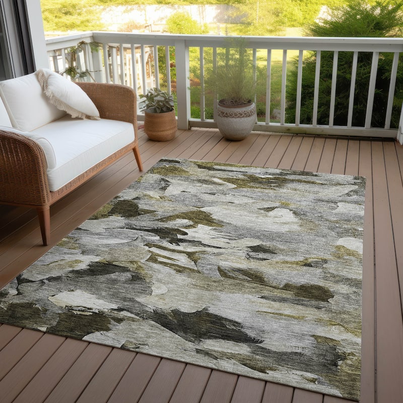Machine Washable Indoor/ Outdoor Modern Chantille Rug