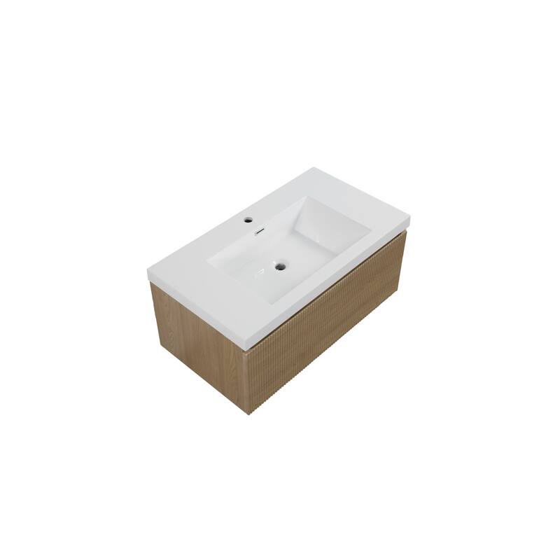 Wall Mounted Bathroom Vanity with Solid Surface Sink