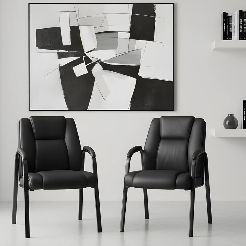 Ergonomic Visitor Chair PU Leather Armrest Steel Frame with Sponge Cushion