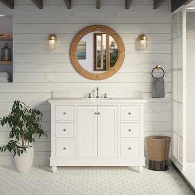 KitchenBathCollection Bella 48" Bathroom Vanity with Engineered Marble Top