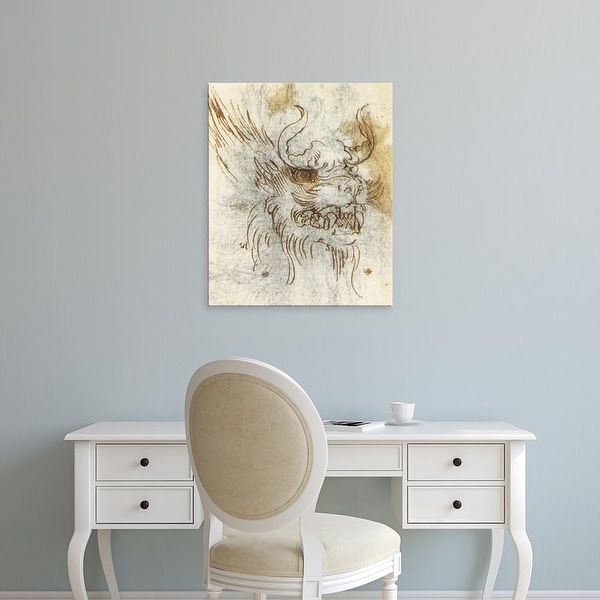 Easy Art Prints Leonardo da Vinci's 'Detail from a study of a dragon costume.' Premium Canvas Art