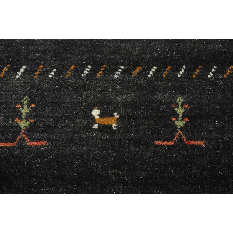 Hand Knotted Oriental 100% Wool Carpet Tribal Animal Pictorial Greys & Charcoal Gabbeh Area Rug - 7' 11'' X 4' 11''