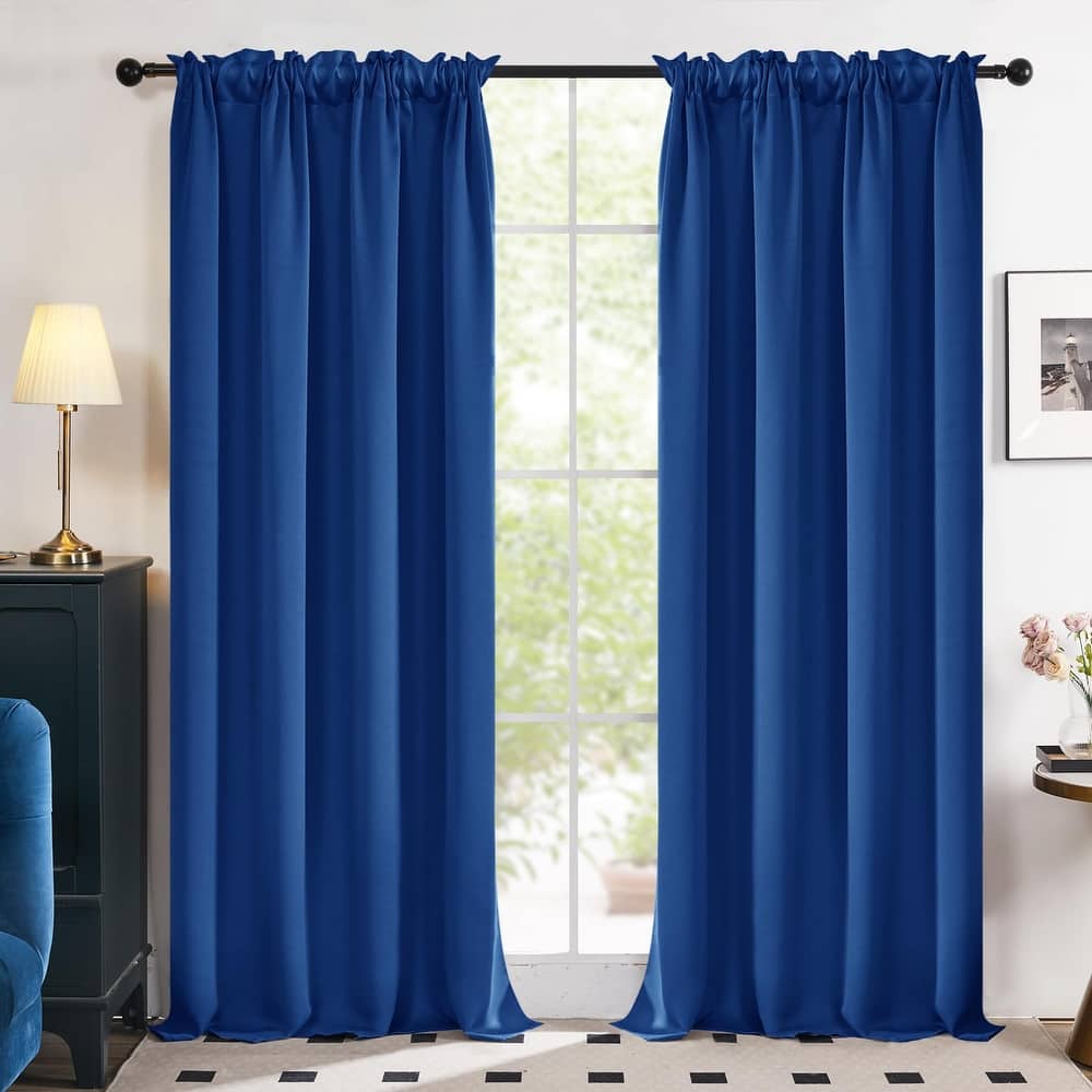 Deconovo Solid Rod Pocket Curtain Panel Pair, Set of 4 Panels