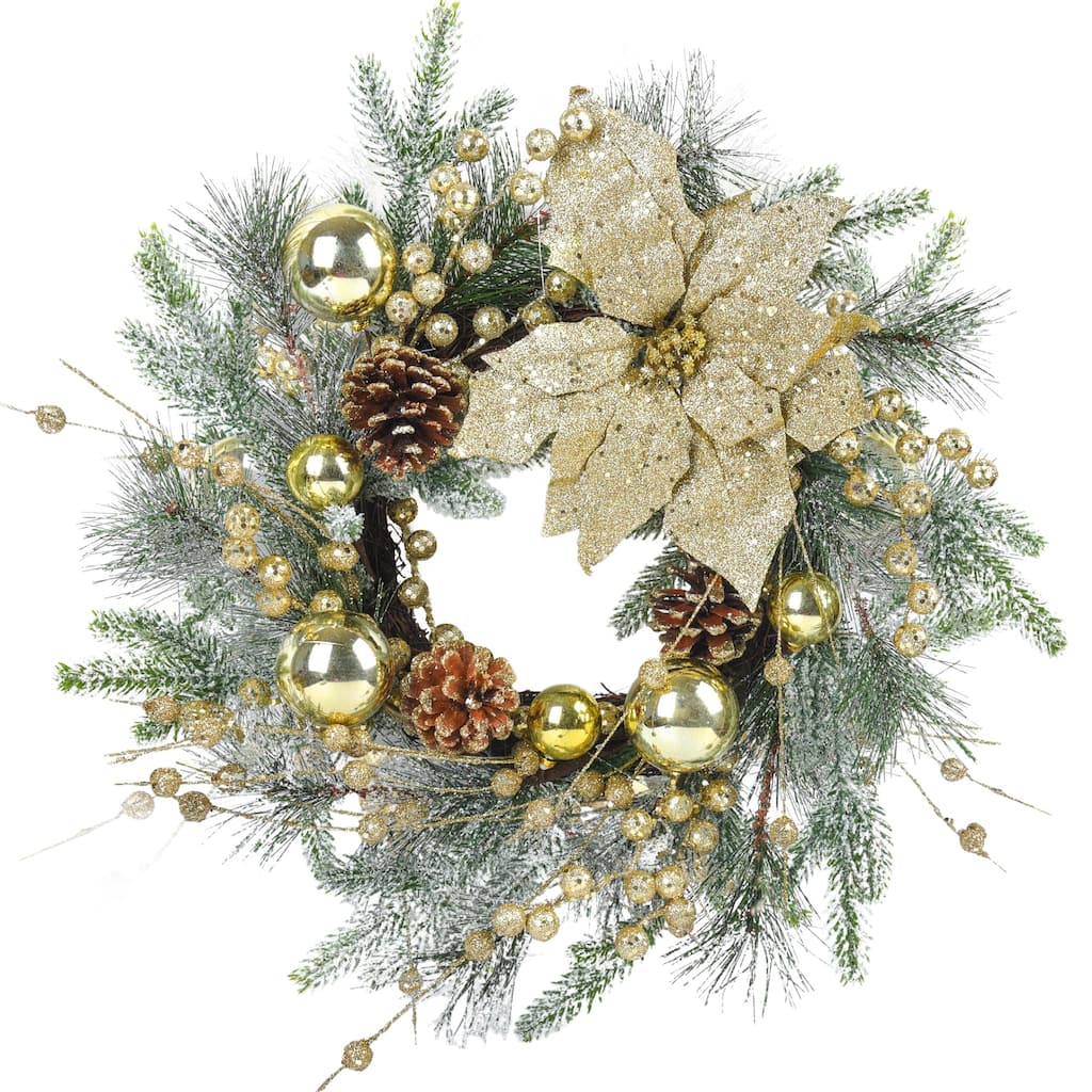 Radiant 20 Inch Christmas Wreath, Christmas Door Decorations Wreath with 20 LED lights - Multicolor - 20”x20“