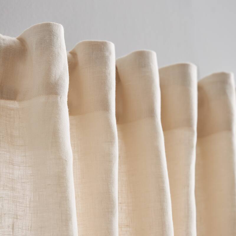 100% Linen Back Tab Lined Curtain Panel Pair