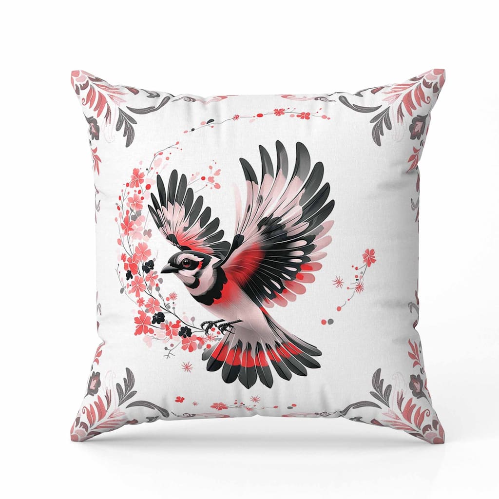 Blaze Bird Faux Suede Reversible Throw Pillow Pink and Gray