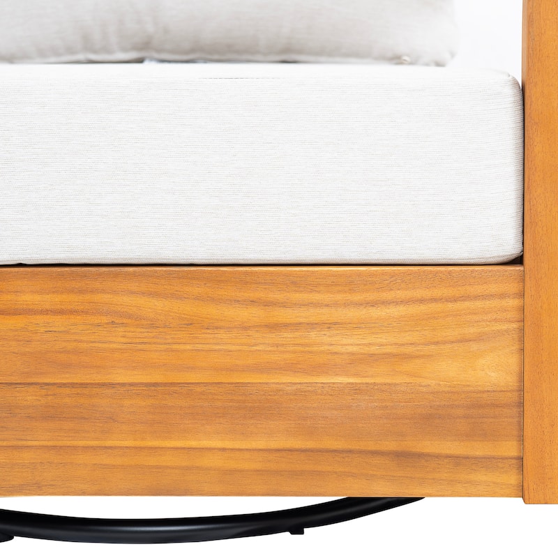 Christopher Knight Home - Telluride Modern Outdoor Solid Wood Swivel Club Chair with Cushioned Comfort