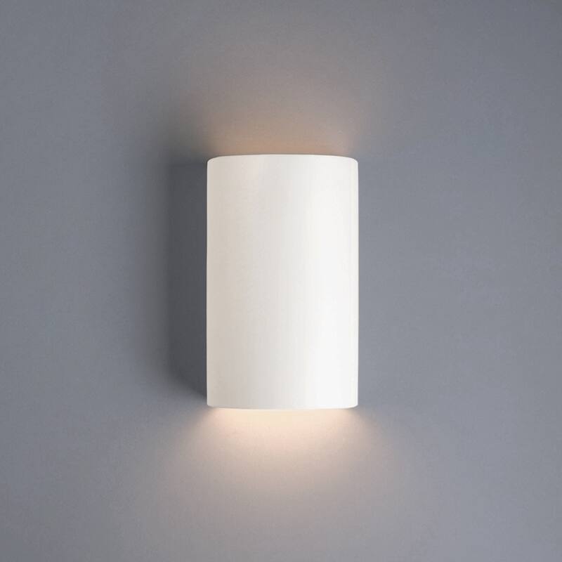 Justice Design Group Ambiance Small ADA Cylinder Matte White Open Top & Bottom Wall Sconce