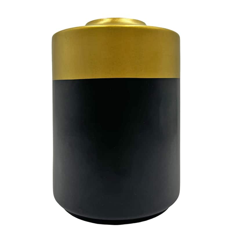 Black and Gold Modern Ceramic Vase - 5.75 x 5.75 x 7.5 in